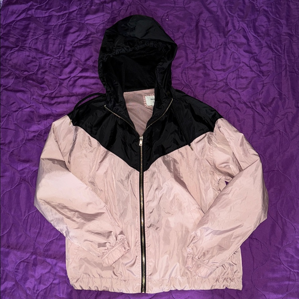 Forever 21 Black and Pink Windbreaker Jacket